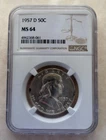 1957 Denver Mint Franklin Half Dollar -  NGC MS64 - FREE SHIPPING!