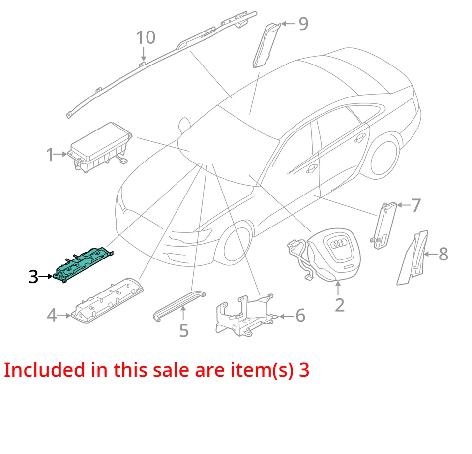 Airbag de rodilla para pasajero derecho Audi S7 2013-2017 OEM Foto 4 de 4