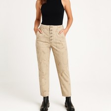 Anthropologie  The Wanderer Utility Pants Metallic Accents Button Fly Size 26