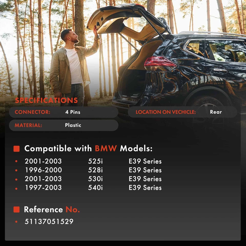 Interruptor de manija de portón trasero para BMW E39 525i 01-03 528i 530i cromado Foto 2 de 4