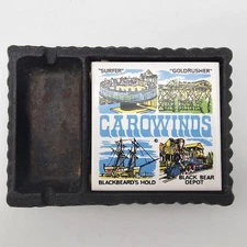 Carowinds North/South Carolina Souvenir Ashtray – Cast Iron Base Ceramic Vintage