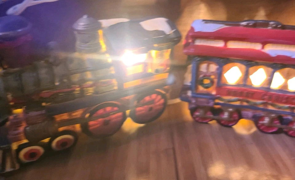 Vtg 1994 Victorian Village R.R. Christmas Light Up Ceramic 3 Pc Train w/Box - Image 2 of 4