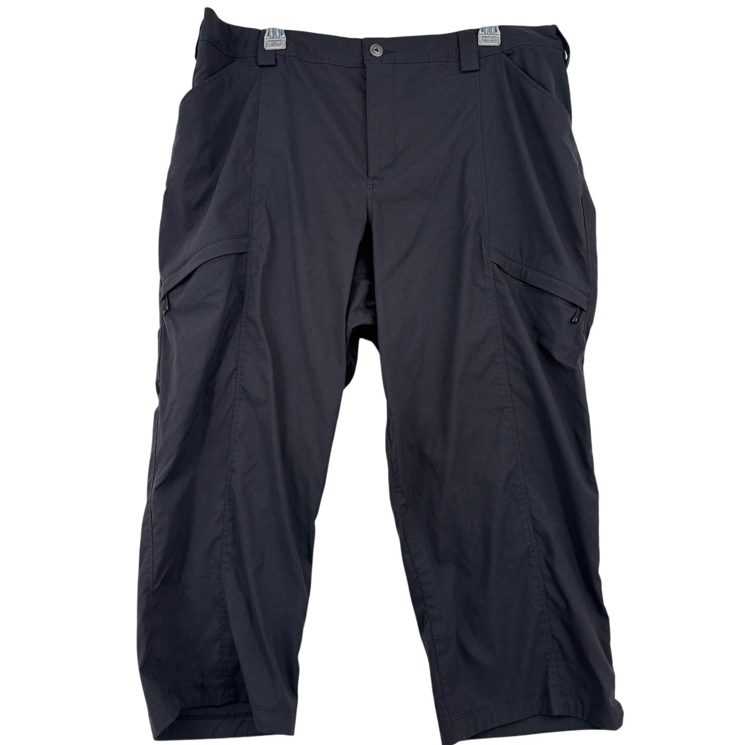 Duluth Trading Cargo Capri Pants Size 18W Black Nylon Pockets Stretch Casual