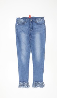 Chelsea & Violet Damen blau Skinny Jeans Größe 12 ausgefranster Saum Stretch Denim