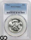 1963 Franklin Half Dollar PCGS MS 64 ** Lustrous White Blazer!
