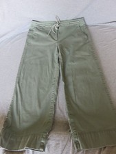 Talbots Wide Leg Crop Olive Green Cotton Blend Pants Size 6 29 