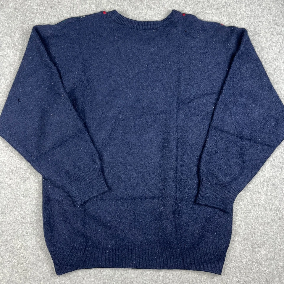 Johnstons of Elgin 100% Cashmere Argyle Crew Neck Sweater Mens 42 Pullover READ - Image 2 of 4
