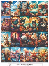 KAWAII BEACH - COMPLETE SHEET OF 20 STICKERS