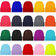 20 Pcs Knit Cuffed Beanies Bulk Cold Weather Warm Skull Caps Cozy Unisex Ski ...