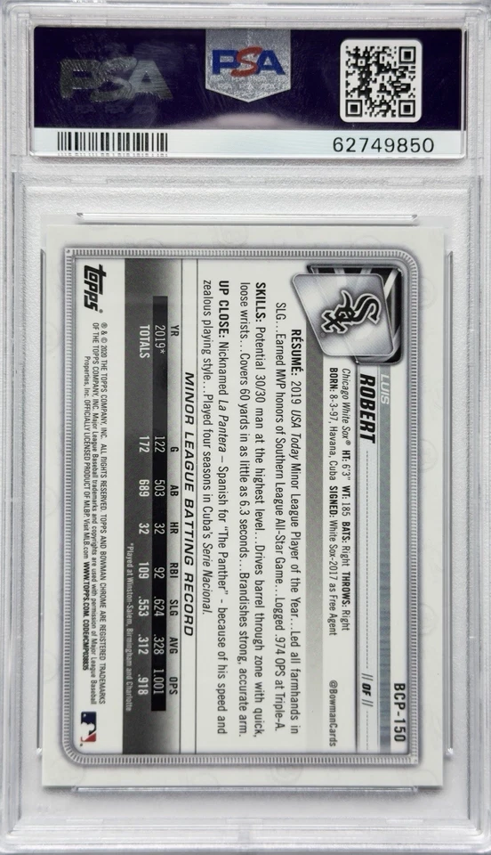 Luis Robert 2020 Bowman Chrome Mega Box BCP150 PSA 10 ☃️ - Image 2 of 2