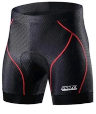 Souke Sports Men's Size 4XL Padded Cycling Shorts Black Red 