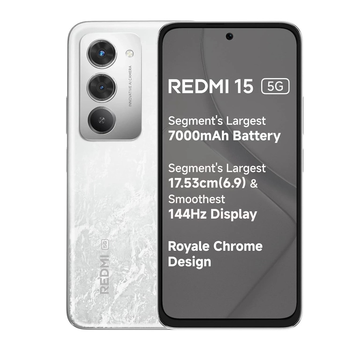 Redmi 15 5G (White 6GB+128GB) 50MP AI Camera-Global Version. “NO