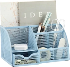 Annova Mesh Desk Organizer Office with 7 Compartments + Drawer/Desk Tidy Candy/P