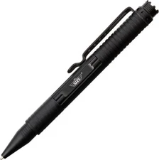 Uzi Tactical Defender Pen UZI-TACPEN1-BK 6 1/4" overall. Grooved black aircraft