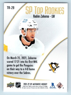 2021-22 SP Authentic Top Rookies Foil #TR-29 Radim Zohorna 2021-22 SP Authentic Top Rookies Foil #TR-29 Radim Zohorna