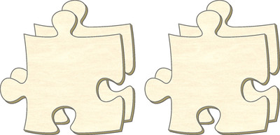 Blanko Puzzle unendlich, Größe L, Set 4 Teile, Puzzleteile aus Holz, Bemalen