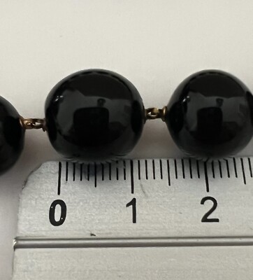 Collier Or 18 Carats Vintage - Perles Onyx, Poinçon Aigle Ancien, Bijou Classique Occasion