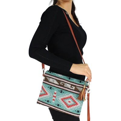 Western Native American Saddle Blanket Crossbody Clutch Bag Purse