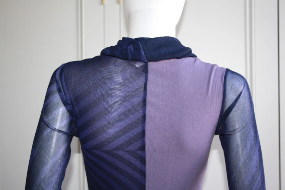 Vestido Jean Paul Gaultier Soleil Malla, Paneles, Azul Marino, Púrpura, S Foto 3 de 4