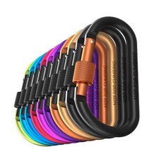 10-pack carabiner clips with screw gate, 7.5mm aluminum for hiking  outdoor use