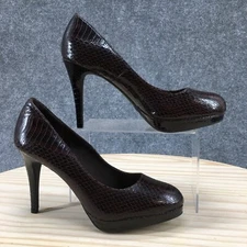 Christian Siriano For Payless Pump Heels Womens 6.5 Brown Snake Embossed Casual