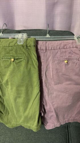 2 Pairs: COLDWATER CREEK High Rise Shorts Green Purple Adjustable Waist Size 8 - Picture 3 of 11
