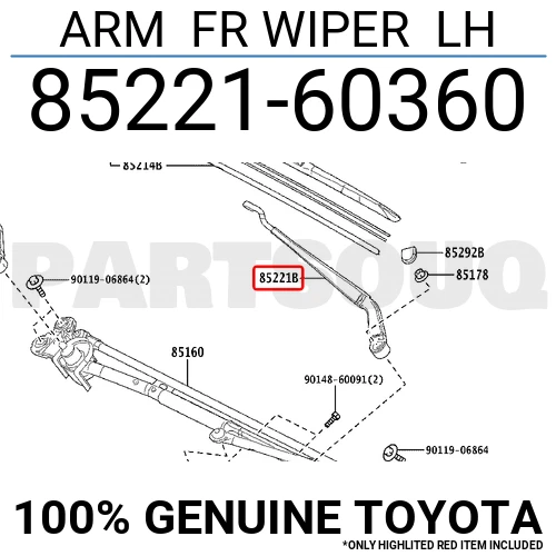 8522160360 Genuine Toyota ARM FR WIPER LH 85221-60360 | eBay 