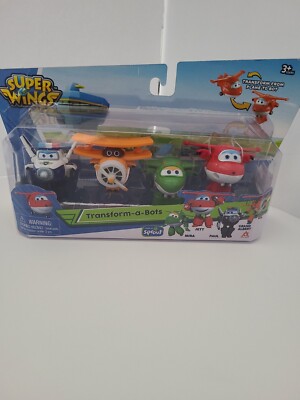 Super Wings Transform-a-Bots 4 Pack Of Jett Paul Mira Grand Albert
