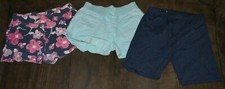 Girls Shorts 10/12 Floral Blue Dark Blue 3 Pairs