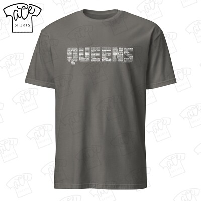 Queens NY Neighborhood Word Art Adult Unisex T-Shirt, NYC Boroughs Tee