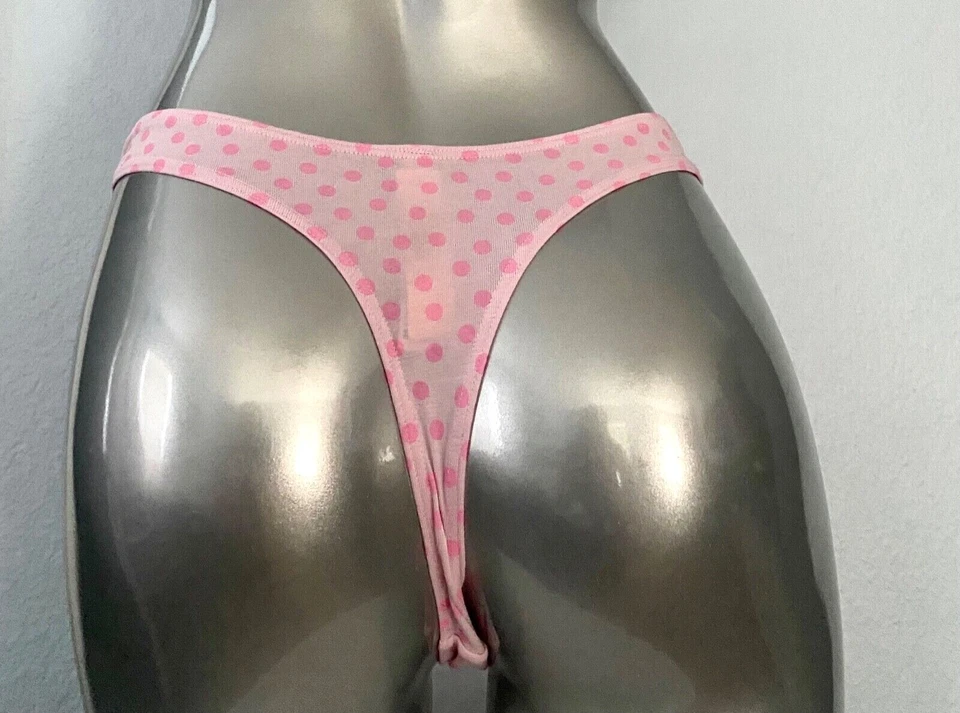 Victoria's Secret Tanga Panty Algodón Modal Elastano Elástico Punto Rosa Pierna Alta Foto 3 de 3