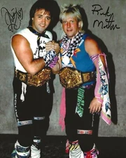 NWA RICKY MORTON & ROBERT GIBSON SIGNED Rock & Roll Express 8x10 WCW WWE w/COA