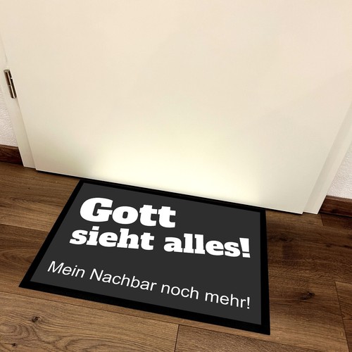 Fußmatte mit Spruch | Gott sieht alles! | 60x40cm | Schmutzfang Türmatte - Bild 4 von 5