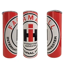 Farmall IH Tractor Farm 20 OZ Skinny Insulated Spill proof  Tumbler cup