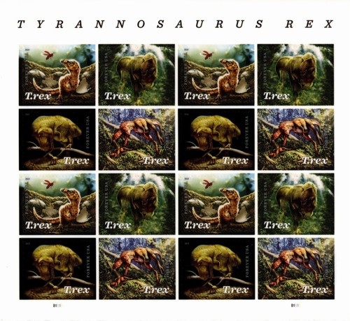 USA 2019 TYRANNOSAURUS REX (T.REX) 16 FOREVER STAMPS SCOTT 5410-5413 MNH
