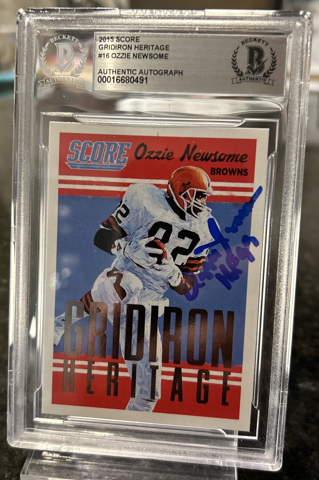 Ozzie Newsome Autographed Signed Cleveland Browns HOF 2015 Score Gridiron CARD #16 BECKETT BAS AUTHENTIC 