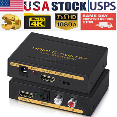 4K 60Hz HDMI to HDMI & Optical SPDIF+RCA L/R Audio Splitter Extractor Converter.