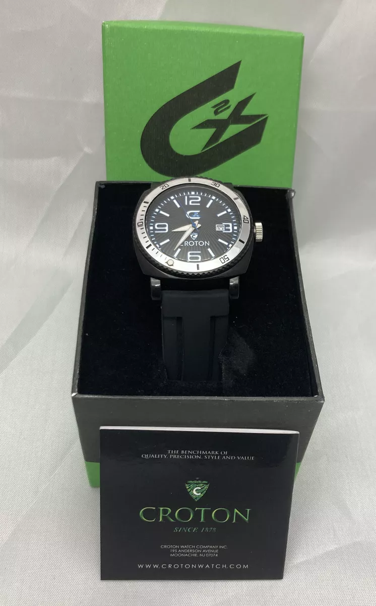 CROTON CX2 Sport Watch 42mm 3ATM MIYOTA Quartz Rubber Strap New