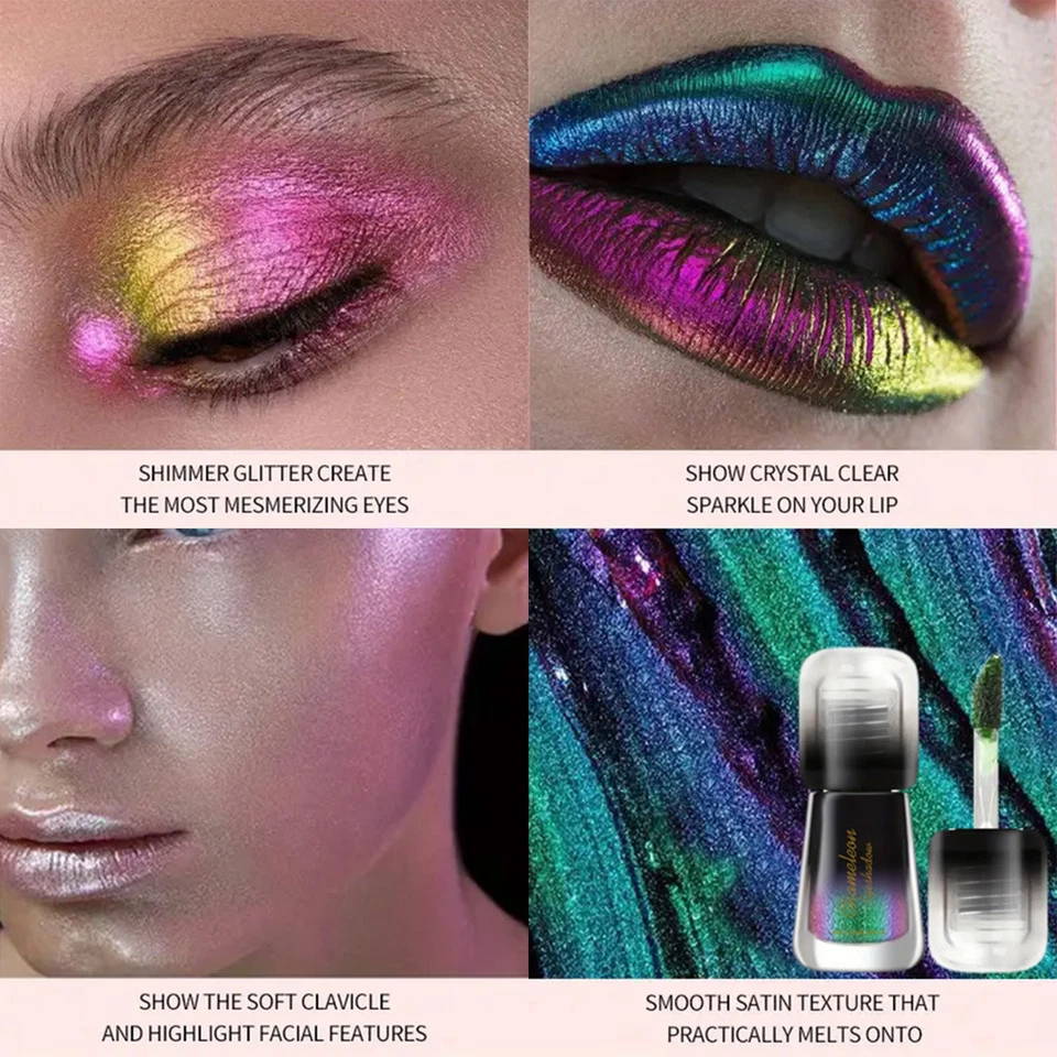 1Pc Liquid Lipstick For Face Eye Makeup Liquid Eyeshadow Holographic Chameleon - Image 4 of 4