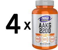 4 X Now Foods Aakg 2200 - 180 Vcaps (166,65 Eur/Kg)