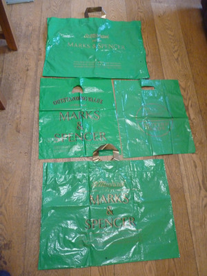 VINTAGE ST MICHAEL M & S X4 GRÜN TRAGETASCHEN VERSCHIEDENE GRÖßEN
