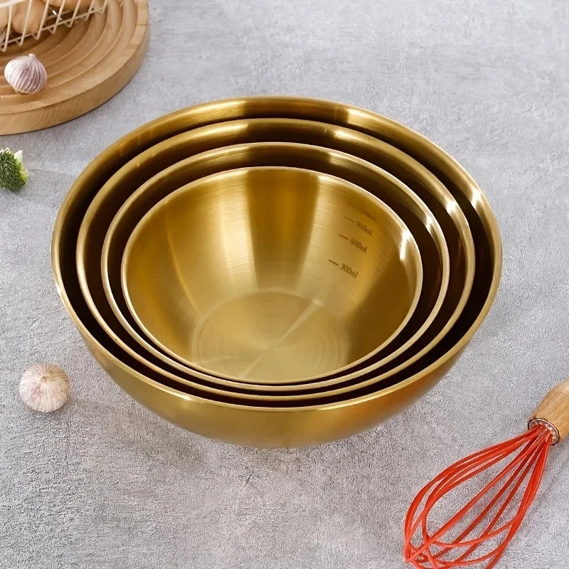3Pcs A Set of Three Stainless Steel Bowls for Mixing, Kneading Dough, and Salads