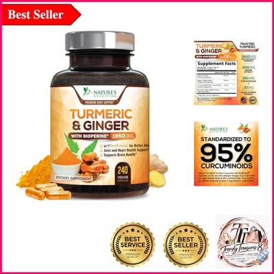Turmeric Curcumin & Ginger Capsules with Black Pepper for Max Absorption and ...