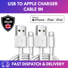 Image of USB to Apple charger data cable Iphone Ipad Ipod super fast white 1m white