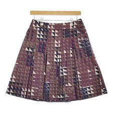 MARGARET HOWELL Geometric Cotton skirt Wine Red Navy White 5-0105M  