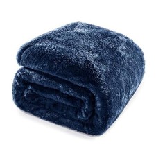 Queen Size Blanket for Bed, 300GSM Soft Warm Fleece Queen 90x90 In Navy Blue