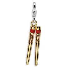 Chopstick Charm .925 Sterling Silver & Gold Plated Click On Amore La Vita