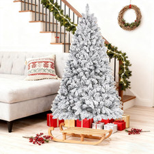 7 ft Snow Flocked Artificial Full Christmas Tree Pine Tree with 1124 Branch Tips