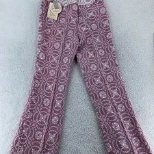 Vtg 70s Milliken Jacquerie Pants Womens ACTUAL 25x30 Flare Acrylic Deadstock NWT