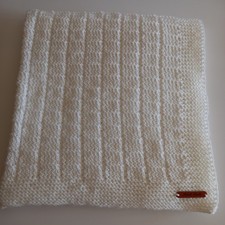 White Baby Blanket Hand Knitted